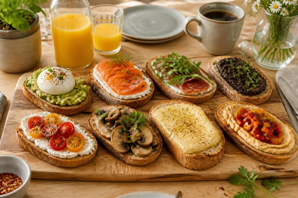 découvrez 8 recettes de tartines gourmandes et savoureuses pour un brunch salé réussi. faciles à préparer, elles raviront tous les palais !