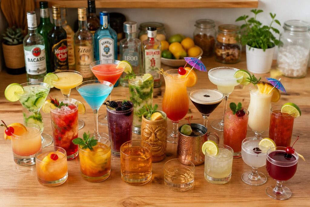 découvrez 20 recettes de cocktails maison faciles à réaliser sans matériel professionnel pour impressionner vos invités et savourer des boissons de bar chez vous.