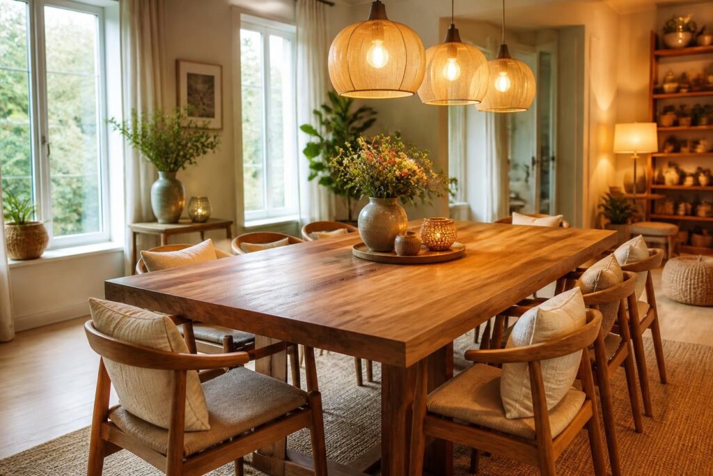 découvrez comment aménager une salle à manger chaleureuse en choisissant la table, les chaises et l'éclairage adaptés pour un espace convivial et accueillant.