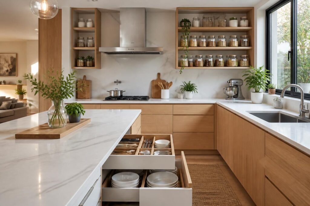 découvrez nos astuces pratiques pour ranger et organiser efficacement votre cuisine ouverte, afin de gagner de l'espace et optimiser votre espace de vie.