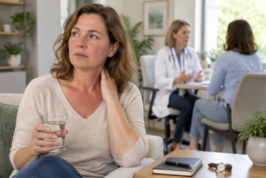 bouffées de chaleur, cycles irréguliers, troubles du sommeil… découvrez les symptômes de la périménopause et sachez quand consulter un professionnel de santé.