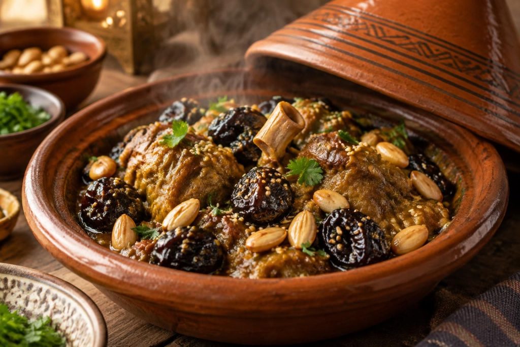 découvrez une recette parfumée de tajine d’agneau aux pruneaux et aux amandes, mijoté aux épices pour un plat généreux aux saveurs sucrées-salées.