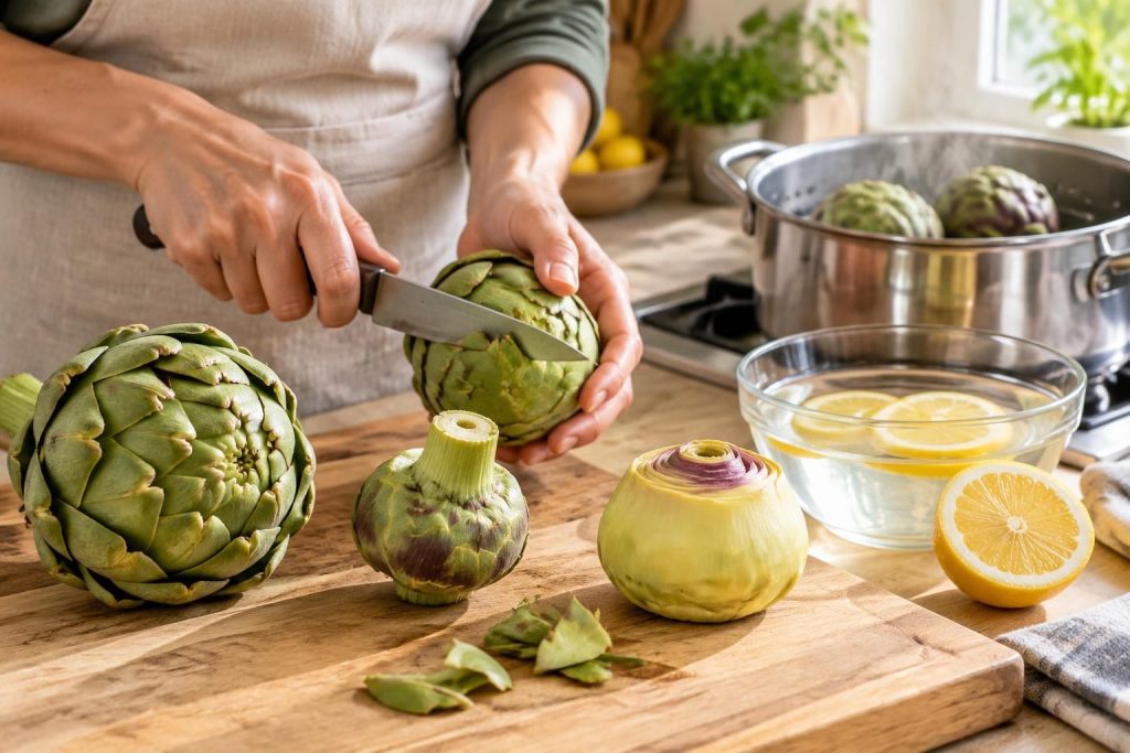 découvrez comment préparer un artichaut étape par étape : parage, retrait des feuilles dures et cuisson pour obtenir un résultat tendre et savoureux.